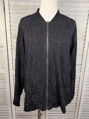TORRID Women's Plus Size Black Lace Bomber Jacket-1X